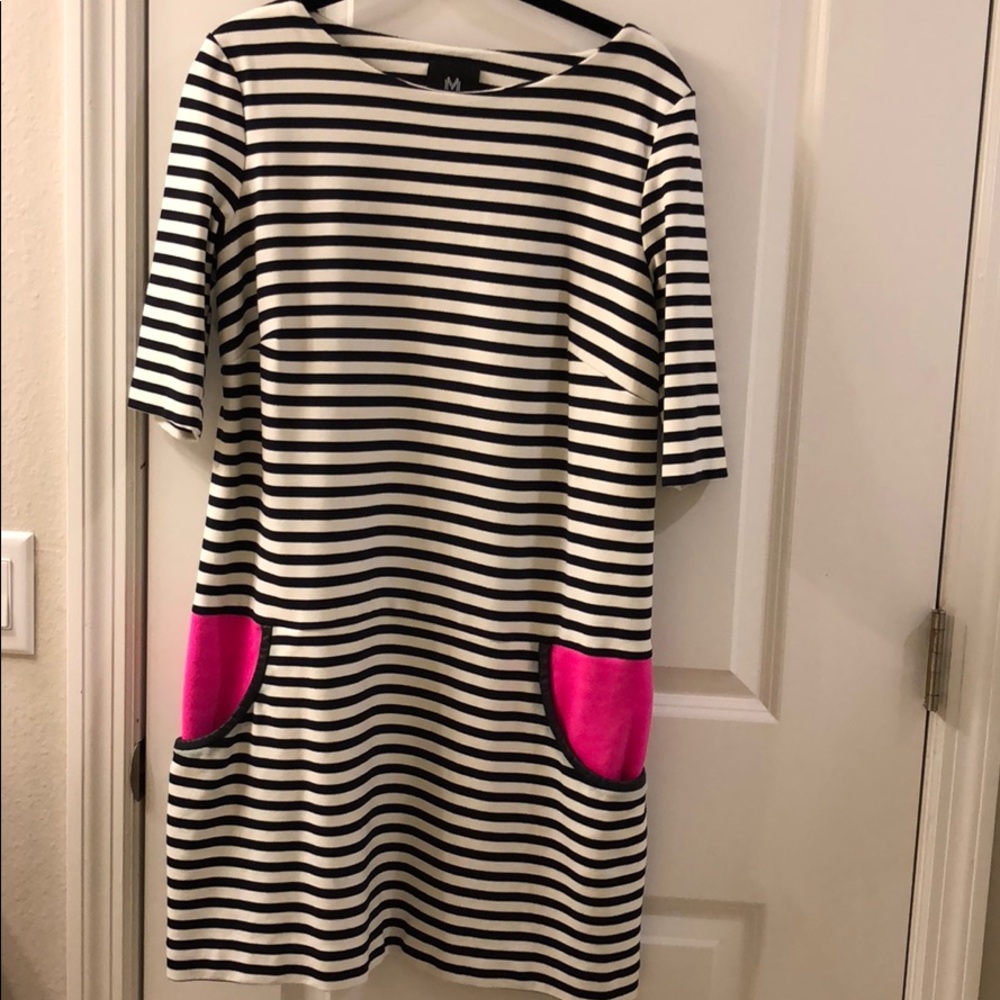 Maternity dress black and cream stripes size M